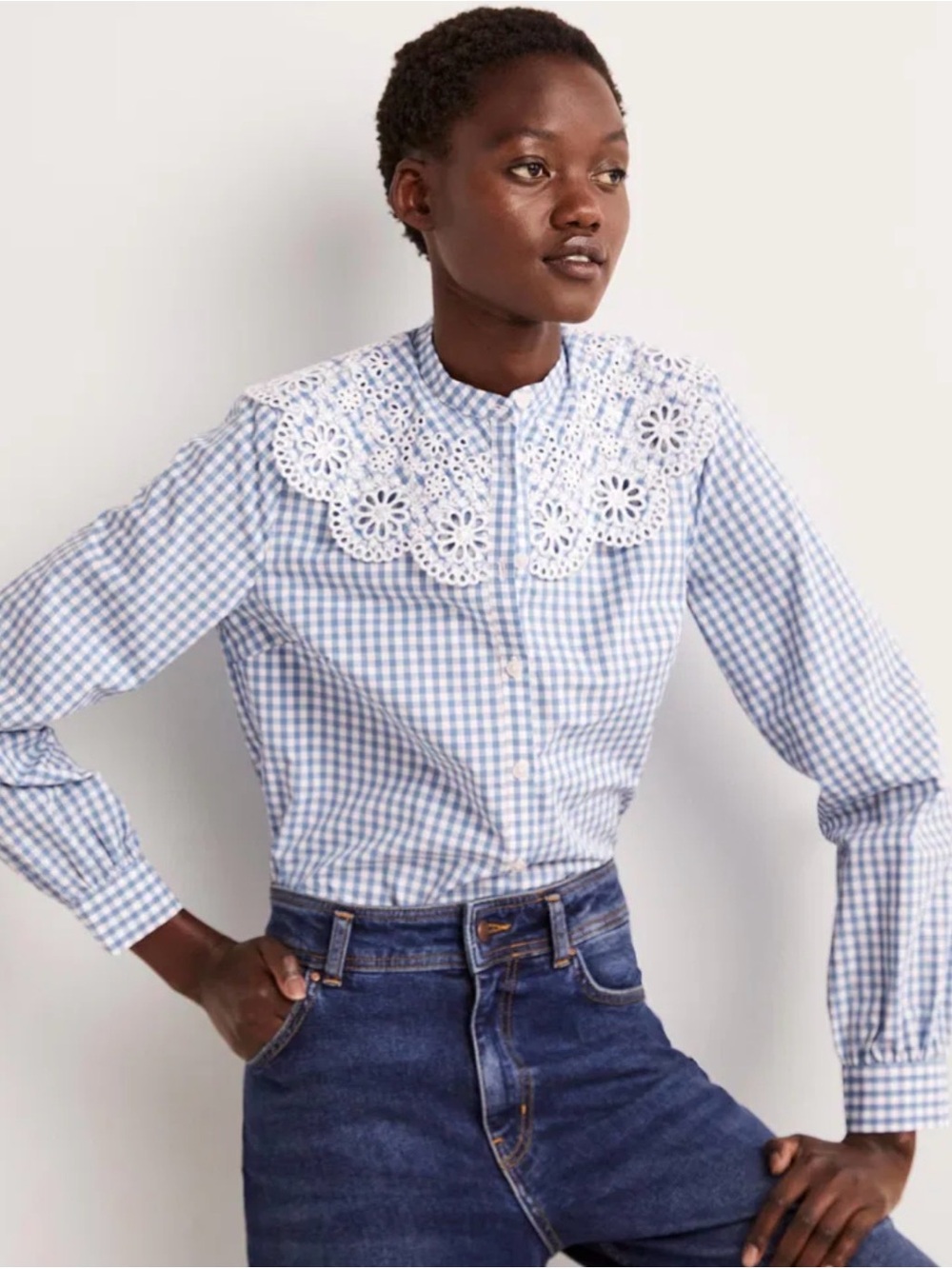 Boden Broderie Collar Shirt pit to pit 20.5 (mix39)